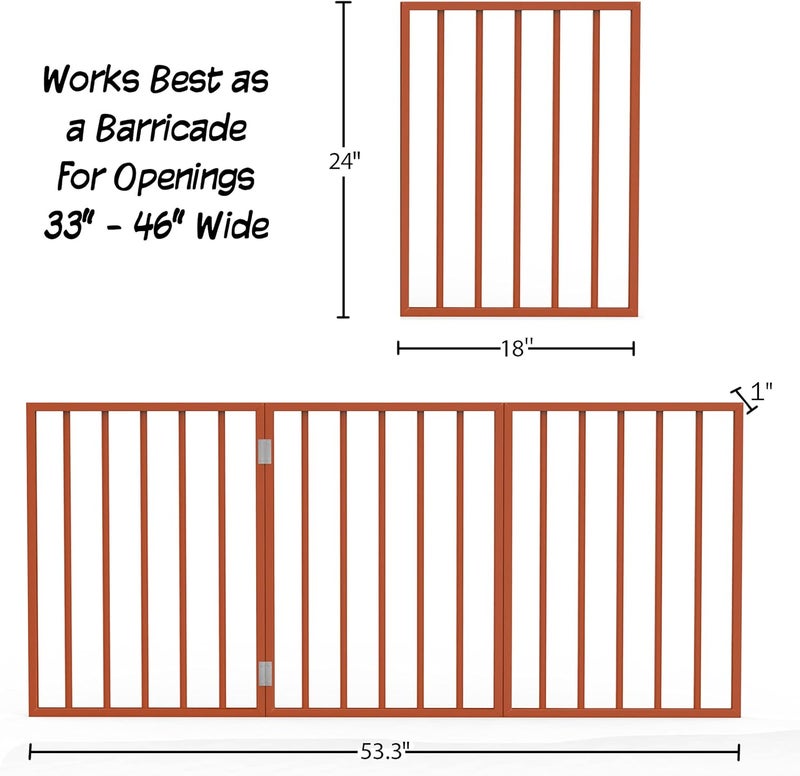 PETMAKER Pet Gate  Dog Gate for Doorways Stairs or House  Freestanding Folding Accordion Style Wooden Indoor Dog Fence 24Inch Mahogany - Image 3