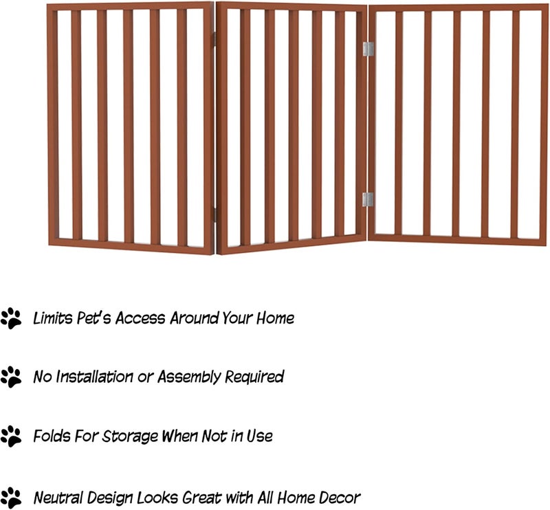 PETMAKER Pet Gate  Dog Gate for Doorways Stairs or House  Freestanding Folding Accordion Style Wooden Indoor Dog Fence 24Inch Mahogany - Image 4
