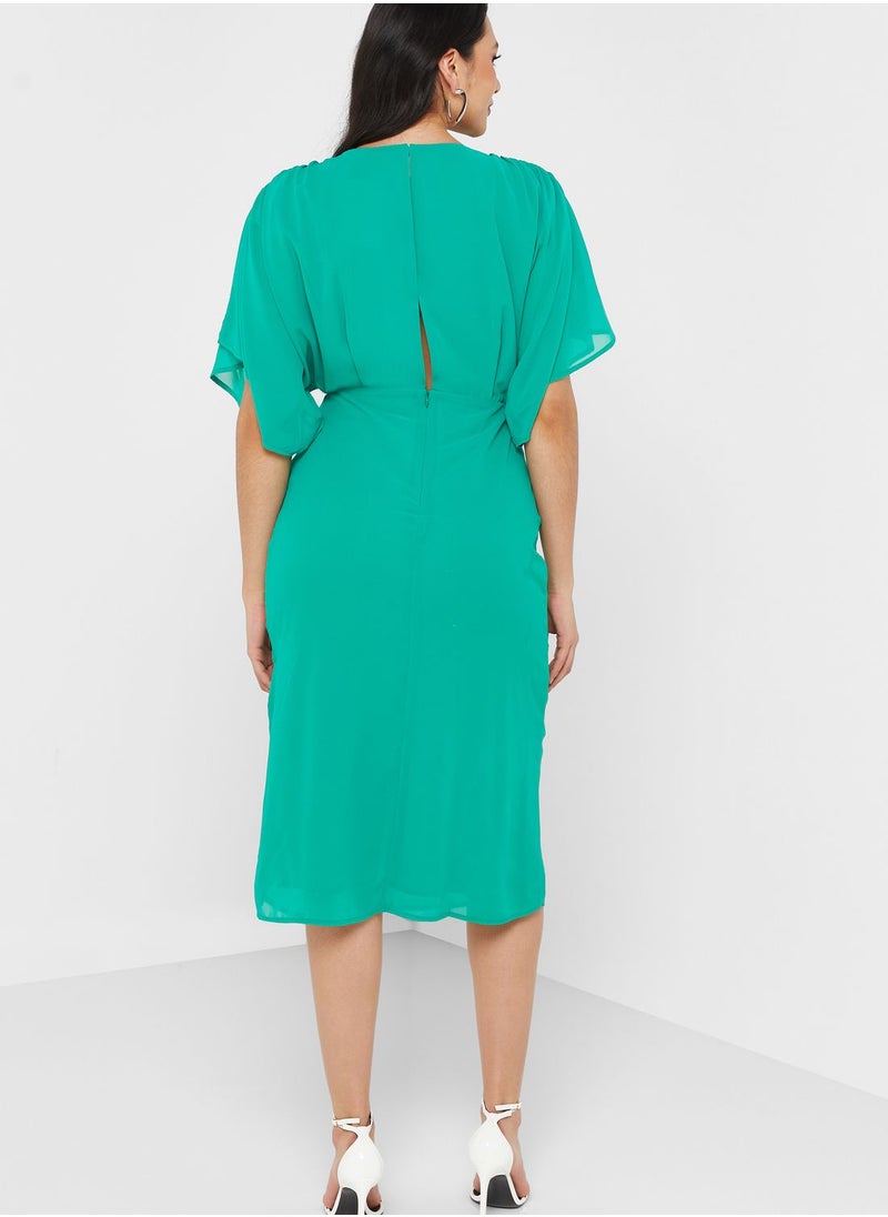 Hope & Ivy - Embroidered Plunge Neck Dress - Image 1