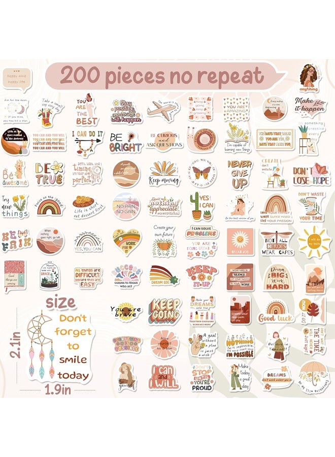 200 Vintage Inspirational Stickers, Boho Motivational Aesthetic Stickers for Water Bottles Laptops Journals Vinyl Positive Affirmation Boho Stickers - Image 2