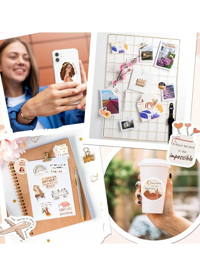 200 Vintage Inspirational Stickers, Boho Motivational Aesthetic Stickers for Water Bottles Laptops Journals Vinyl Positive Affirmation Boho Stickers - Image 4