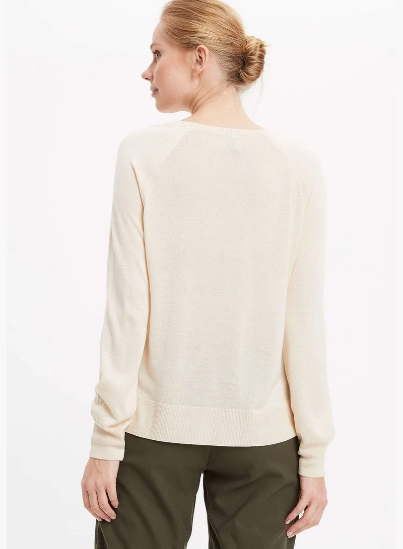 DeFacto Relaxed Fit Boat Neck Basic Long Sleeve Sweater