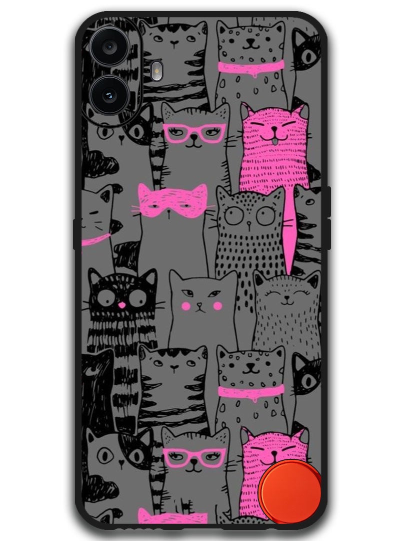 Theodor Protective Case Anti Scratch Shock Proof Bumper Cover For Nothing CMF Phone 1 Pink Cats - Image 1