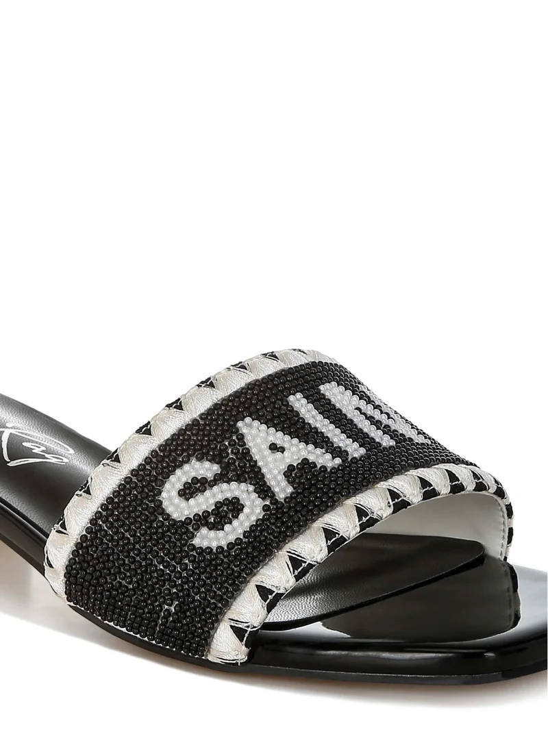 London Rag Saint Tropez Beaded Slip-On Heels in Black