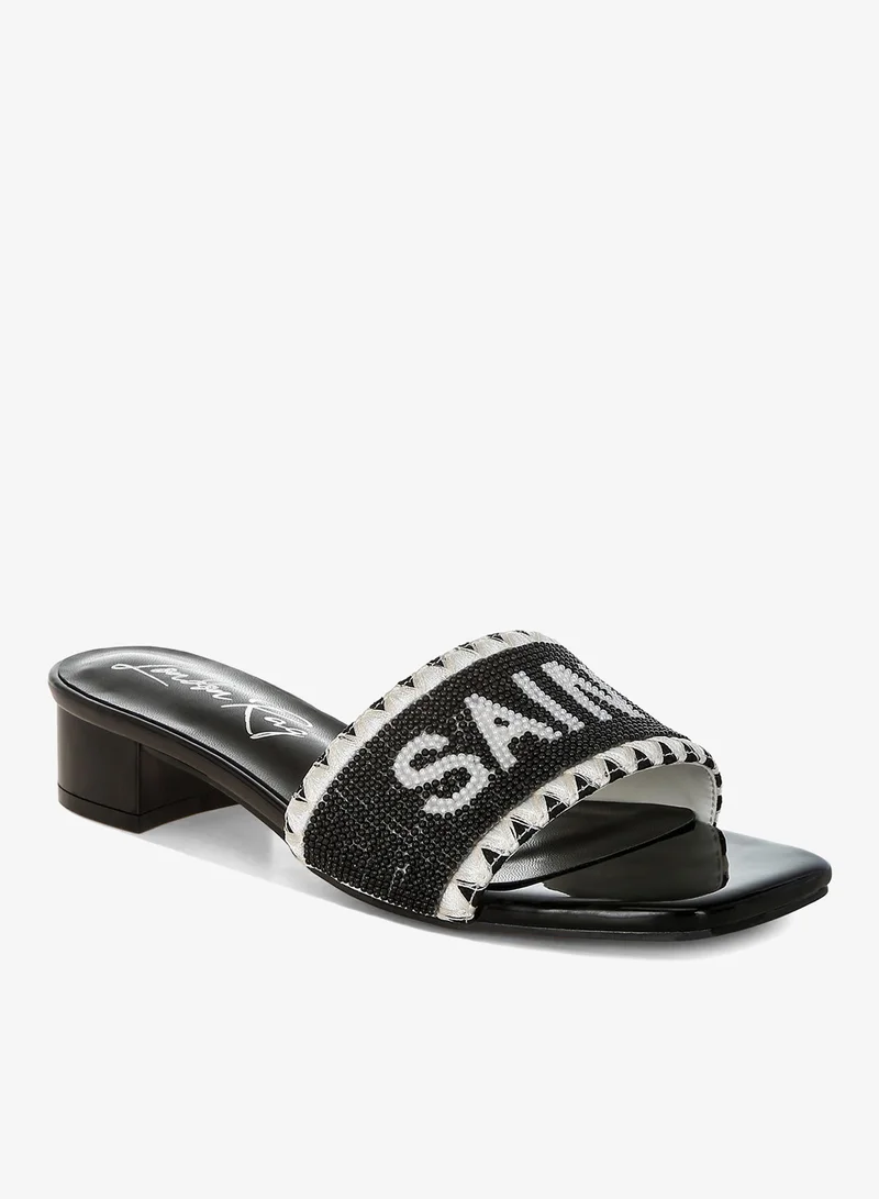 London Rag Saint Tropez Beaded Slip-On Heels in Black