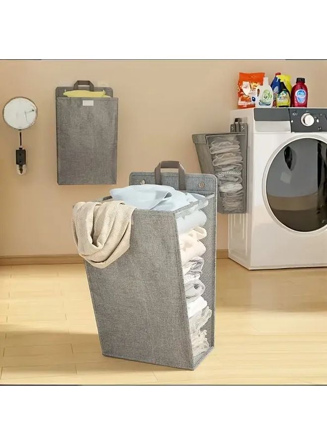 Large XL Wall Mounted Laundry Hamper Organizer Foldable Clothes Basket Multiple Compartments - Image 1