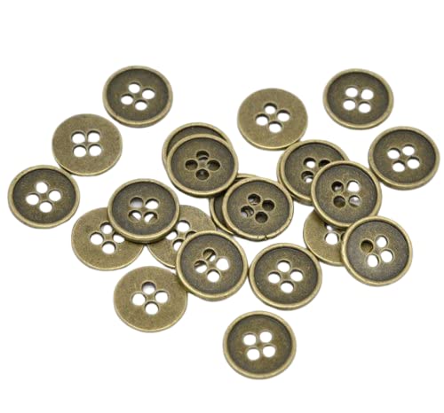 PEPPERLONELY Brand 50PC Antiqued Bronze Metal 4 Holes Scrapbooking Sewing Buttons 13mm (1/2 Inch) - Image 3