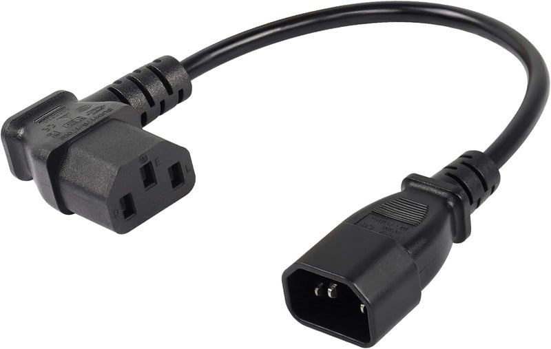 CERRXIAN 40cm Left Angle IEC 320 C13 to C14 Power Cable 90 Degree C14 Male to C13 Female PDU Power Supply Extension Cord for MonitorsComputersEtcLc13c14 - Image 1