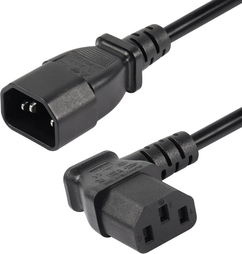 CERRXIAN 40cm Left Angle IEC 320 C13 to C14 Power Cable 90 Degree C14 Male to C13 Female PDU Power Supply Extension Cord for MonitorsComputersEtcLc13c14 - Image 2