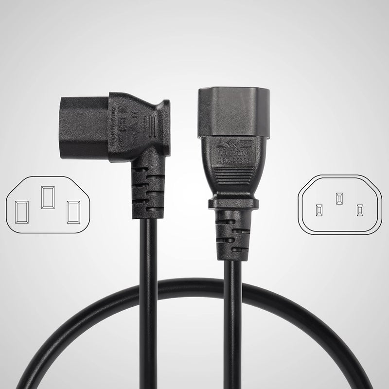 CERRXIAN 40cm Left Angle IEC 320 C13 to C14 Power Cable 90 Degree C14 Male to C13 Female PDU Power Supply Extension Cord for MonitorsComputersEtcLc13c14 - Image 4