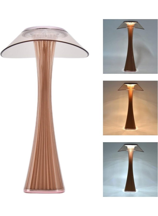 klarako - Table Lamp Small Waist LED Desktop Lamp Soft Dimming Reading Lamp Touch USB Charging Decorative Light White Light + Warm Light + Natural Light(Rose gold) - Image 1