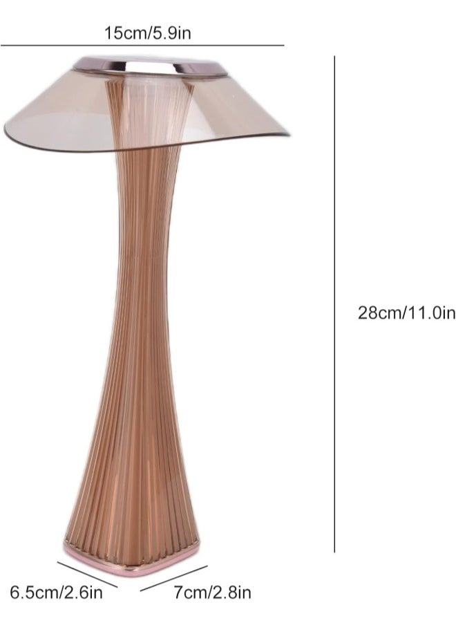 klarako - Table Lamp Small Waist LED Desktop Lamp Soft Dimming Reading Lamp Touch USB Charging Decorative Light White Light + Warm Light + Natural Light(Rose gold) - Image 1