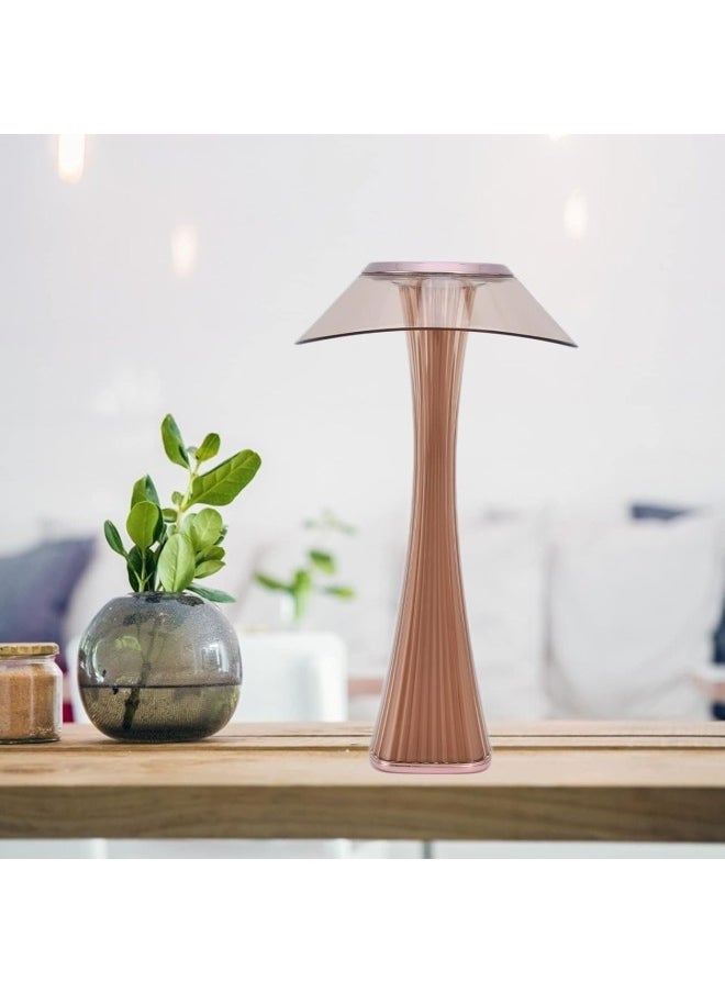 klarako - Table Lamp Small Waist LED Desktop Lamp Soft Dimming Reading Lamp Touch USB Charging Decorative Light White Light + Warm Light + Natural Light(Rose gold) - Image 1