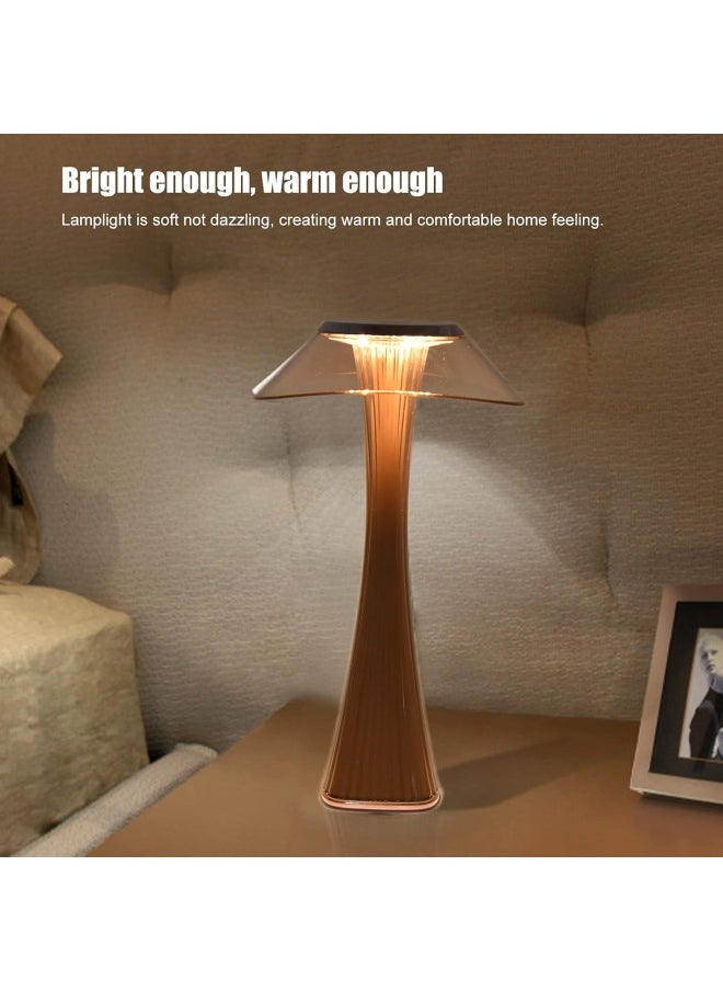 klarako - Table Lamp Small Waist LED Desktop Lamp Soft Dimming Reading Lamp Touch USB Charging Decorative Light White Light + Warm Light + Natural Light(Rose gold) - Image 1