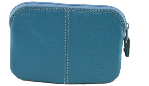 Visconti RB60 Multi Color Leather Coin Purse Key Wallet With Key Chain, Blue Multi, Small - Image 3