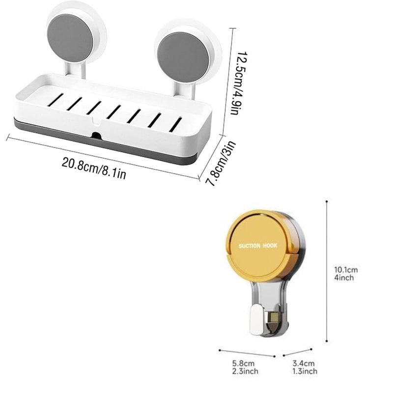 SHREESHANN Soap Holder for Bathroom | Non-Drill Wall Mount Magic Sticker Self Adhesive | Removable & Reusable Vacuum Suction Cup Hook | Wall Clips for Hanging Towel, Clothes (Pack of 3) - Image 3
