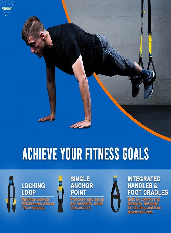 FreshDcart Unisex Suspension Body Trainer Exercise Kit Band - Portable Home Gym Workout Set with Door Anchor and Wall Mount (Multi-Colour) - Image 4