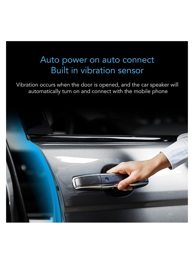 SYOSI Car Bluetooth Handsfree Speakerphone, Car Voice Guidance Bluetooth 5.0 Receiver with Back Clip, Auto Power On Off, Black - Image 4