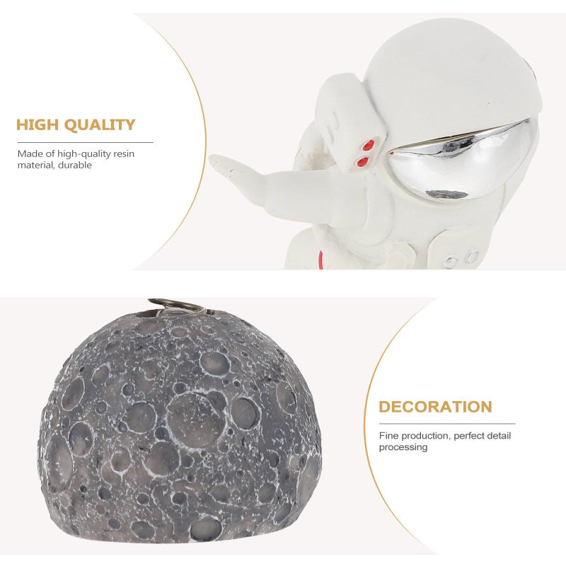 Creative Astronaut Figurine Resin Silver Car Ornament Home Desktop Accent Decor - Image 4