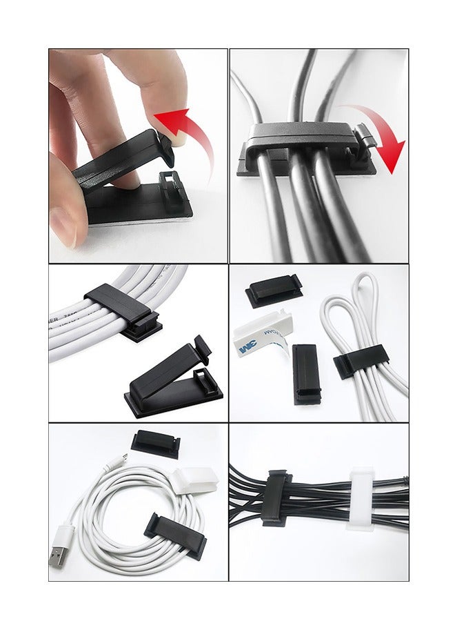 20 Pcs Adhesive Cable Clips, Wall Wire Clips for Cable Management Organizer, Strong Cord Clips Wire Holders for TV PC Cable Desktop Home Office (Black) - Image 5