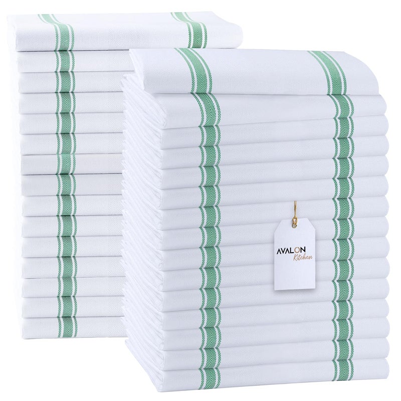Avalon Kitchen Dish Towels Set (Value Pack Of 30) Size 15X25 Inch  100% Cotton Soft & Absorbent Linen Kitchen Towels  Tea Towels  Reusable Cleaning Cloths For Household Cleaning (Green) - Image 1