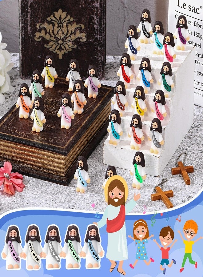 Bememo 50 Pcs Mini Jesus Figures Easter Jesus Loves You Jesus Toys Little Jesus Figures to Hide and Seek Sunday School Religious Party Favors Gift for Easter Egg Stuffers (Comprehensive Colors) - Image 4