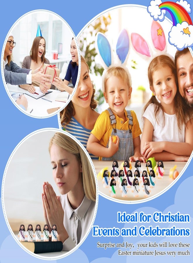 Bememo 50 Pcs Mini Jesus Figures Easter Jesus Loves You Jesus Toys Little Jesus Figures to Hide and Seek Sunday School Religious Party Favors Gift for Easter Egg Stuffers (Comprehensive Colors) - Image 3
