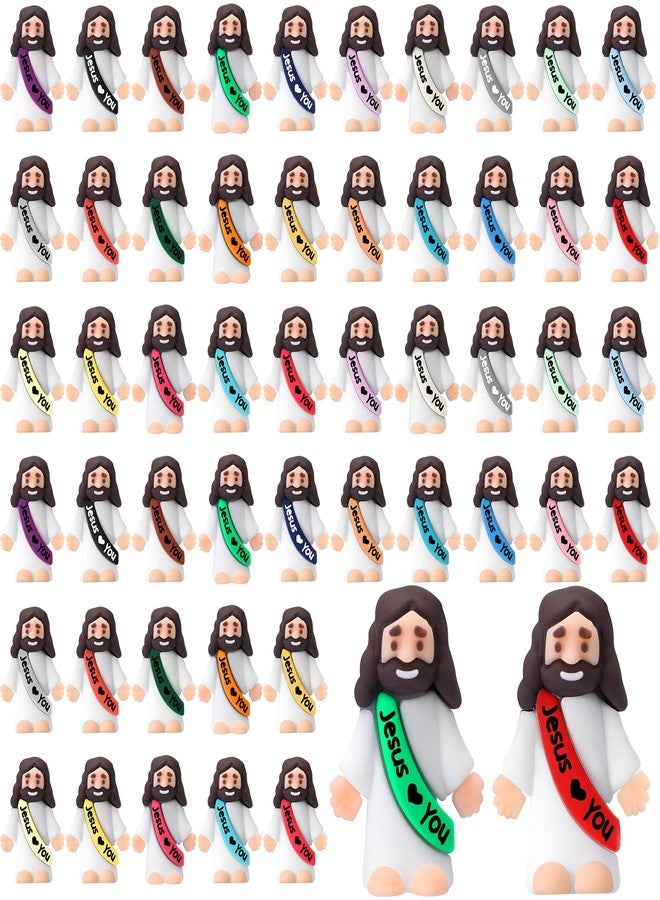 Bememo 50 Pcs Mini Jesus Figures Easter Jesus Loves You Jesus Toys Little Jesus Figures to Hide and Seek Sunday School Religious Party Favors Gift for Easter Egg Stuffers (Comprehensive Colors) - Image 1