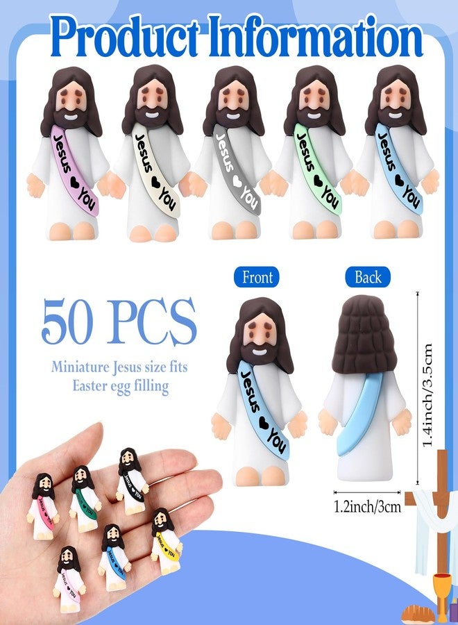 Bememo 50 Pcs Mini Jesus Figures Easter Jesus Loves You Jesus Toys Little Jesus Figures to Hide and Seek Sunday School Religious Party Favors Gift for Easter Egg Stuffers (Comprehensive Colors) - Image 2