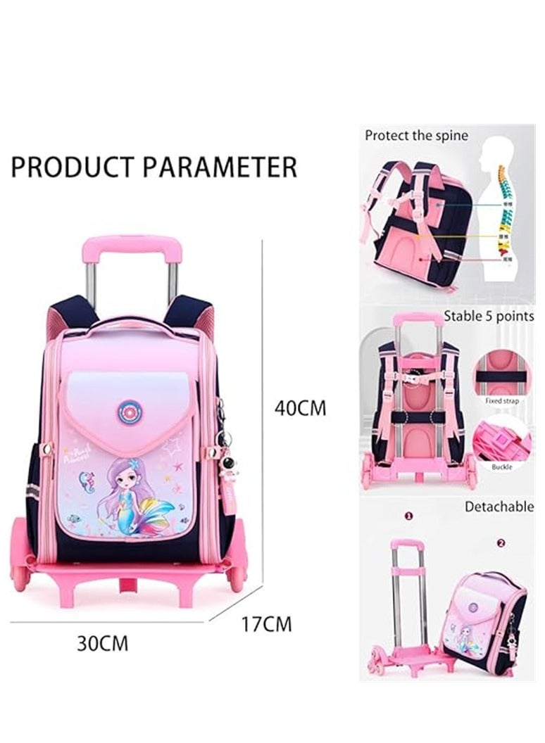 Children Trolley School Bags Large Capacity Bookbag Students Rolling Backpack Travel Wheeled Luggage Bag for Elementary Girls Schoolbag - Image 2