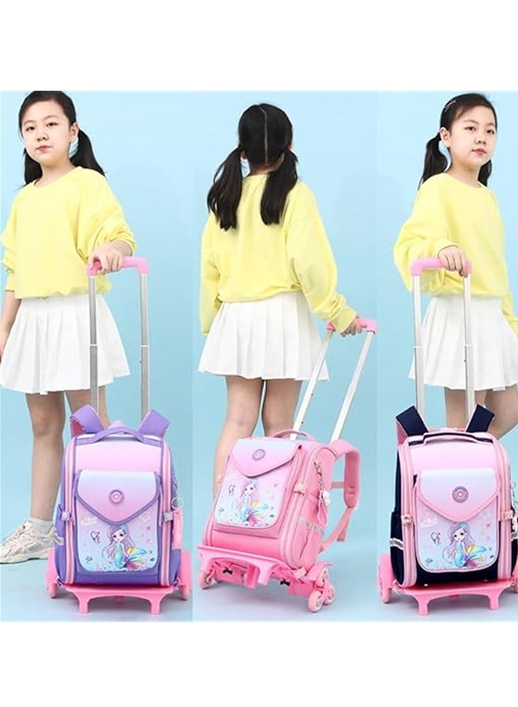 Children Trolley School Bags Large Capacity Bookbag Students Rolling Backpack Travel Wheeled Luggage Bag for Elementary Girls Schoolbag - Image 3