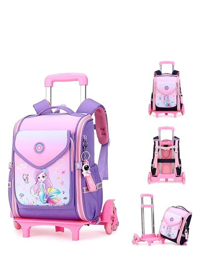Children Trolley School Bags Large Capacity Bookbag Students Rolling Backpack Travel Wheeled Luggage Bag for Elementary Girls Schoolbag - Image 4
