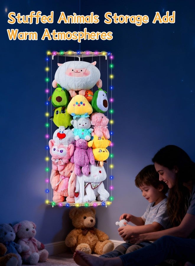 WIBOND Stuffed Animal Storage With Starry Deco Light, Wood Corner Plush Toys Holder with Star Pattern, 44-71” Height Adjustable Hanging Stuffed Animal Toy Organizer Shelf for Kids Room Nursery Play Room - Image 4
