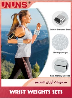 UNUNS أثقال معصم وكاحل مجموعة من 2 (1 رطل لكل منهما)، أثقال كاحل قابلة للتعديل للنساء والرجال والأطفال، وزن مقاومة، وزن الساق للجري واليوغا والبيلاتس واللياقة البدنية، أثقال المعصم والكاحل لتدريب القوة، رمادي  - Image 2