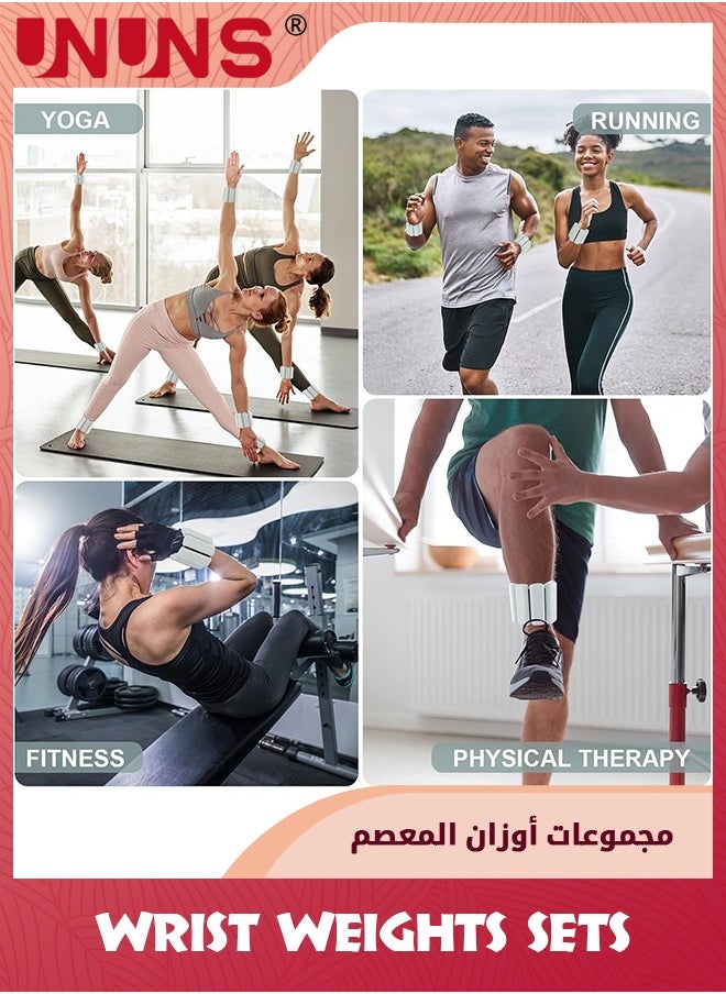 أثقال معصم وكاحل مجموعة من 2 (1 رطل لكل منهما)، أثقال كاحل قابلة للتعديل للنساء والرجال والأطفال، وزن مقاومة، وزن الساق للجري واليوغا والبيلاتس واللياقة البدنية، أثقال المعصم والكاحل لتدريب القوة، رمادي