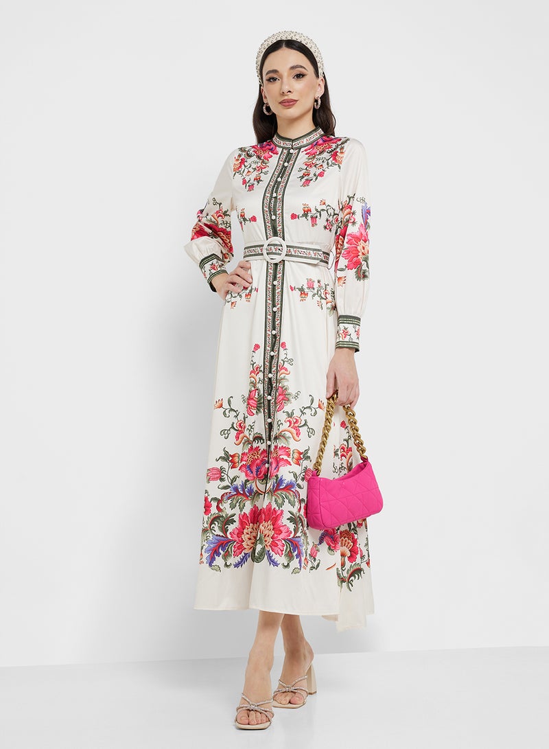 ELLA Floral Belted Dress - Image 1