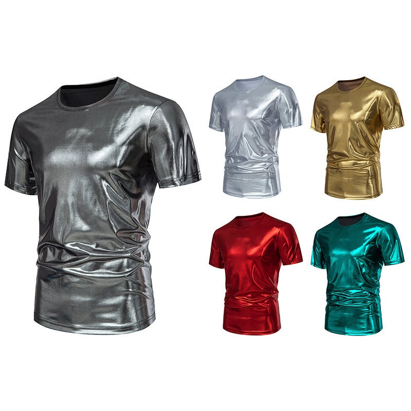 Men'S Party Stage Bright Short Sleeve Round Neck T-Shirt 004P30 - Image 5
