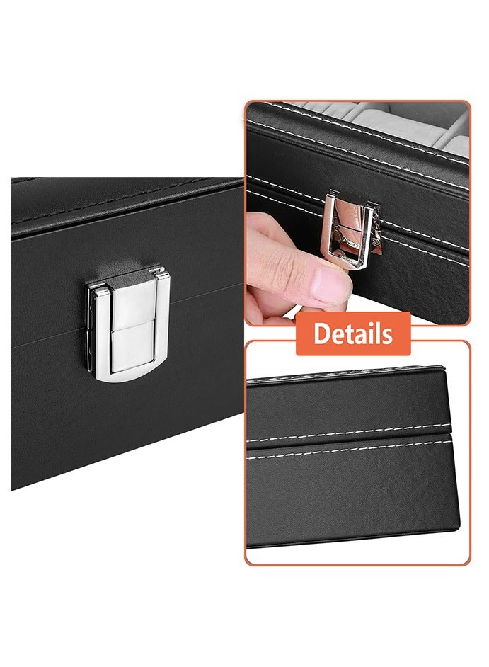 Yolu 12 Slot Jewelry Box Storage for Men Women, PU Leather Watch Box Organizer with Glass Display - Image 4