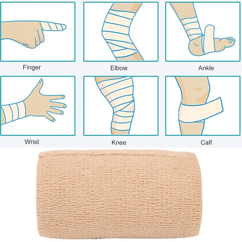klarako Self Adherent Bandage, Breathable Non Woven Flexible Cohesive Tape Wrap, Athletic Elastic Stretch Bandage for Sports(10cm*4.5m) - Image 3