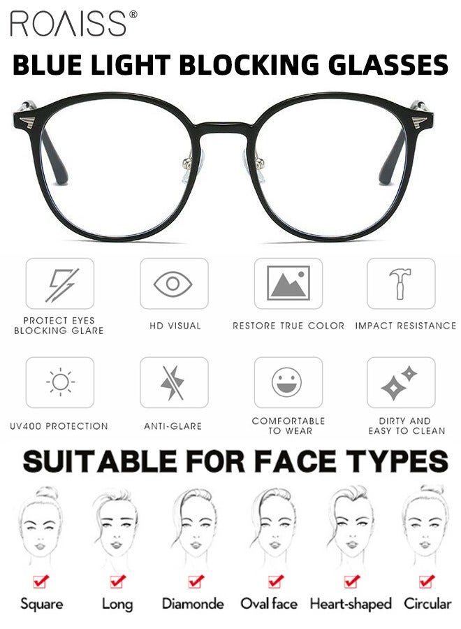 رويس نظارة نسائية لحجب الضوء الأزرق، نظارة دائرية للكمبيوتر وللقراءة والألعاب والتلفزيون والهواتف بفلتر الضوء الأزرق، نظارات الموضة المضادة لإجهاد العين والصداع - Image 4