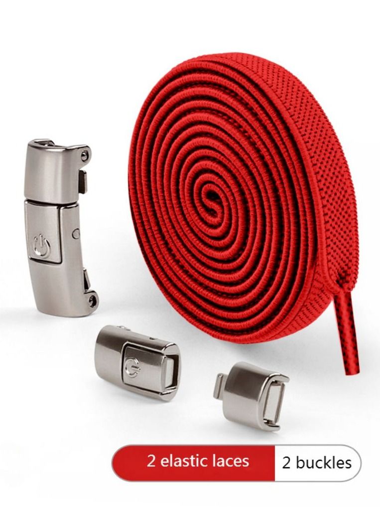 Sports Shoelaces Cycling Shoelaces Press Lock Shoelaces Without Ties Elastic Laces Red - Image 1