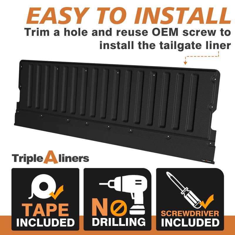 TripleAliners حصيرة شاحنة TripleAliners متوافقة مع ملحقات تويوتا تاكوما 2005-2023، حصيرة باب خلفي مصممة لتناسب جميع الأحوال الجوية، بطانة بيك أب - Image 3