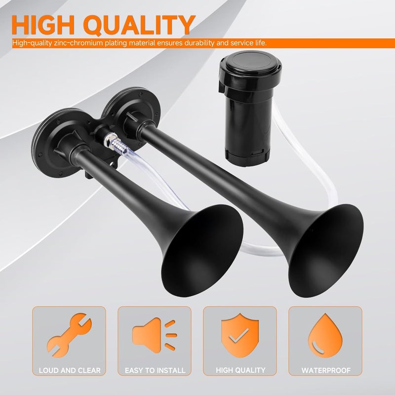 AOLIHAN مجموعة بوق القطار AOLIHAN للشاحنات - بوق هوائي مزدوج 12V 150db فائق الصوت مع ضاغط - Image 3