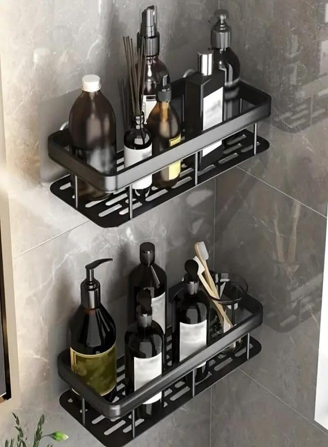 TADRUP Bathroom Wall Shelf Organizer Pack of 1, Self-Adhesive Mount, Rust Resistant, Bathroom Accessories Organiser (31.5 x 13.5 x 5 cm, Aluminum, Black) - Image 5