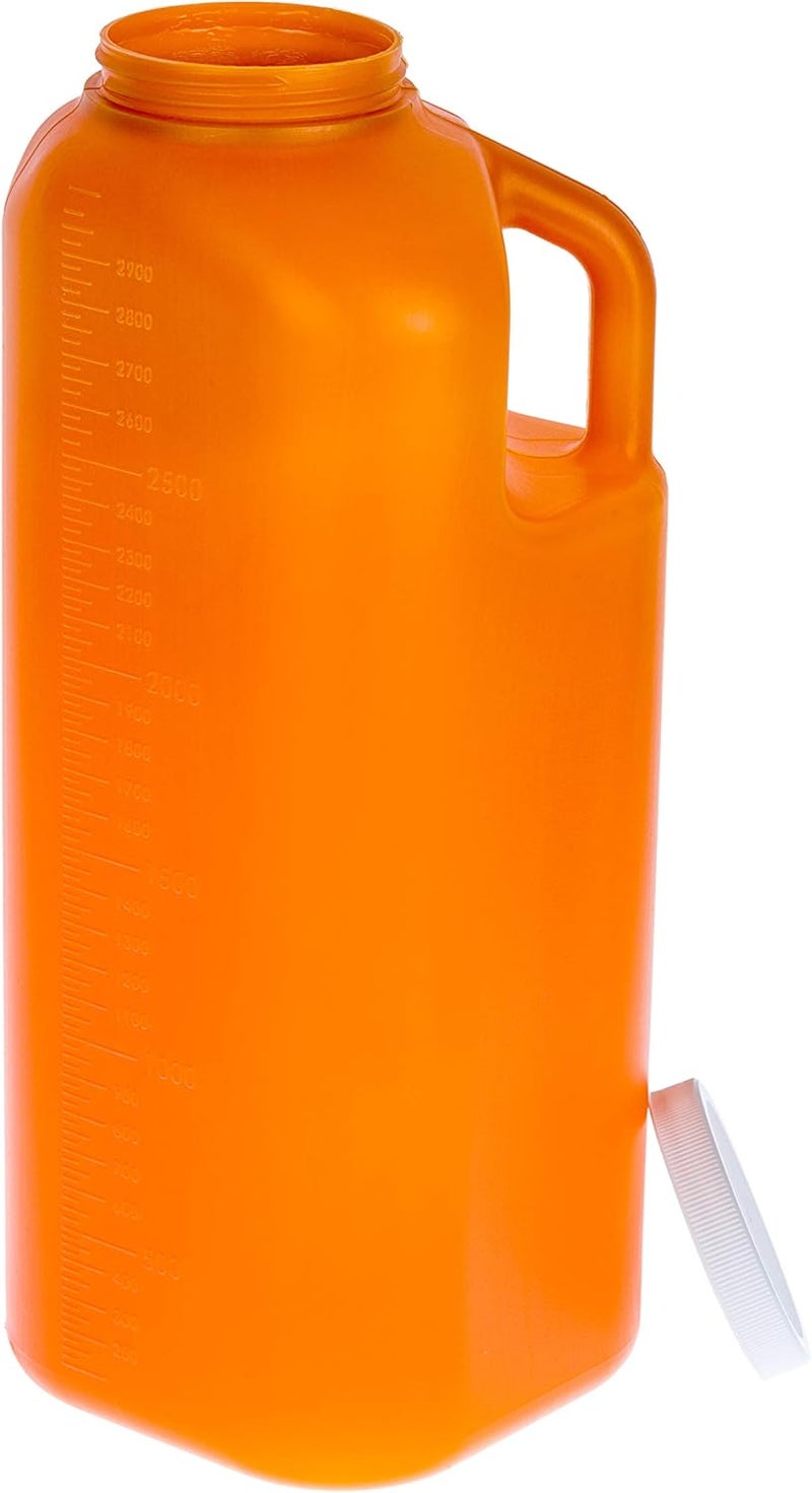 PrimeMed Large Male Urinal with Leak Proof Screw Cap Lid (3000 mL or 101 oz.) (Amber Color) - Image 3