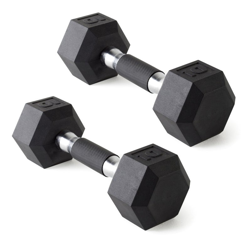 CAP Barbell 10 LB Rubber Coated Hex Dumbbell Hand Weight with Padded Grip - Pair | Comfort Grip - Image 1