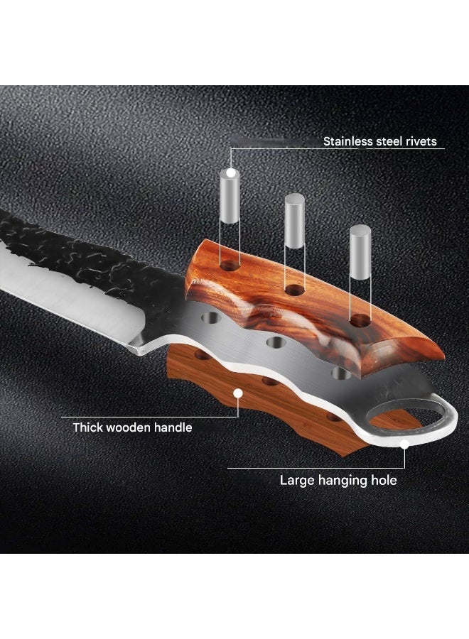أس أس جي بي سكين فايكنغ 5 بوصة، سكين جزار مصنوع يدويًا مع غمد، سكاكين مطبخ، خنجر، فولاذ عالي الكربون، مناسب للاستخدام المنزلي والتخييم وتقطيع اللحوم وتقشير اللحوم - Image 5