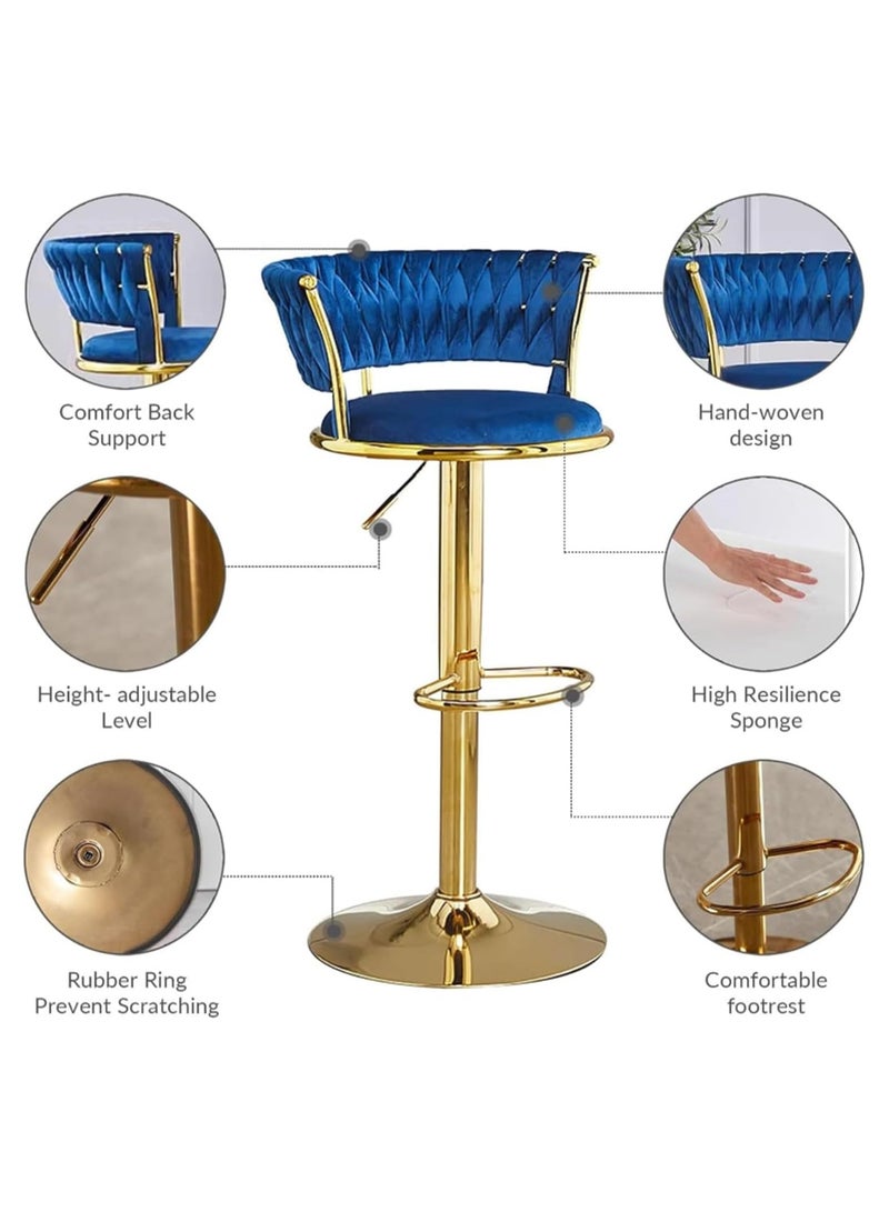 DubaiGallery Luxury bar Stool,Modern Round Adjustable Reception Chair, Gold Velvet Bar Chair, Kitchen high Dining Chair , Height Adjustable and 360° Swivel. Suitable for bar, Home, offce, Cafe - Image 4
