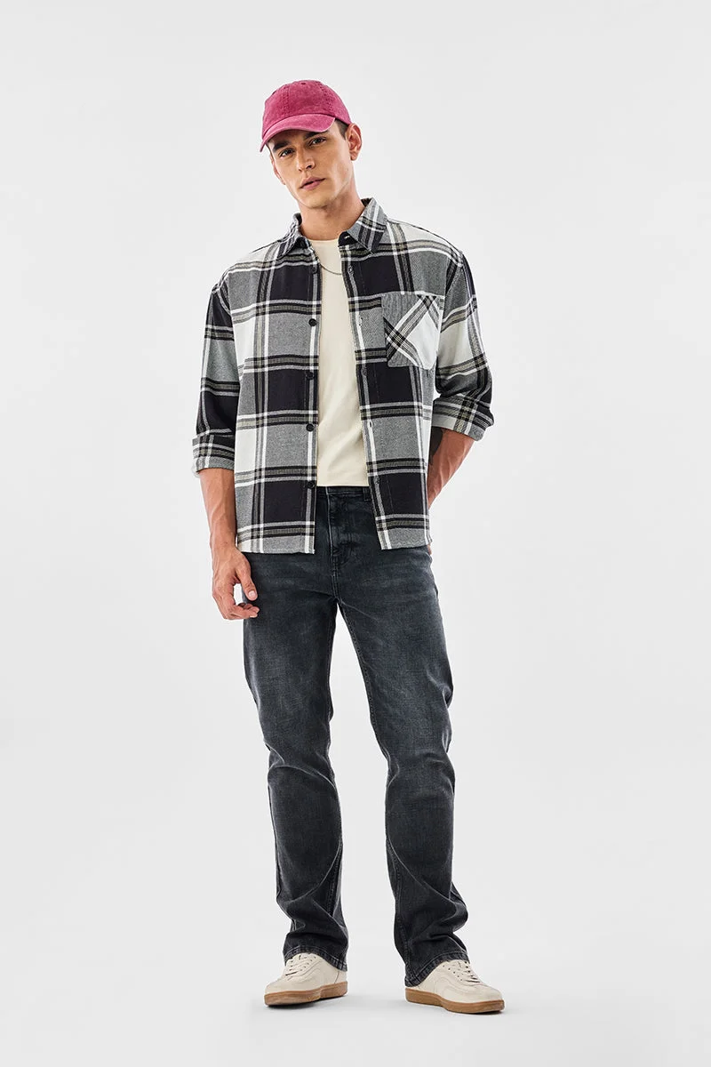 SNITCH Slate Black Solid Straight Fit Streetwear Jeans