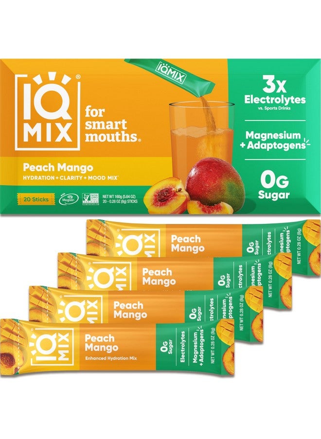 IQBAR IQMIX Sugar Free Electrolytes Powder Packets - Hydration Supplement Drink Mix with Keto Electrolytes, Lions Mane, Magnesium L-Threonate, and Potassium Citrate - Peach Mango (20 Count) - Image 1